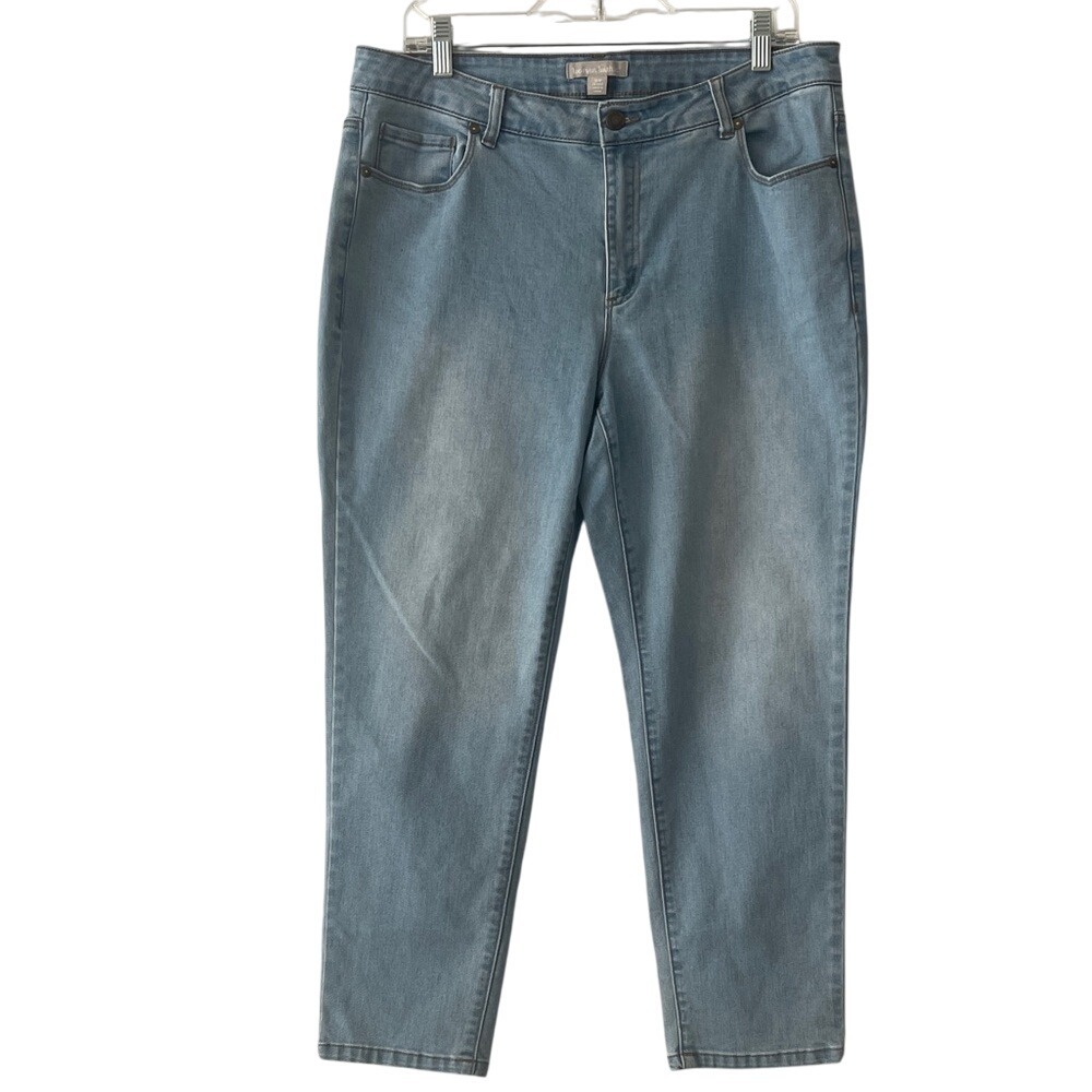 Woman Within Classic Blue Denim‎ Straight Jeans 16W Petite